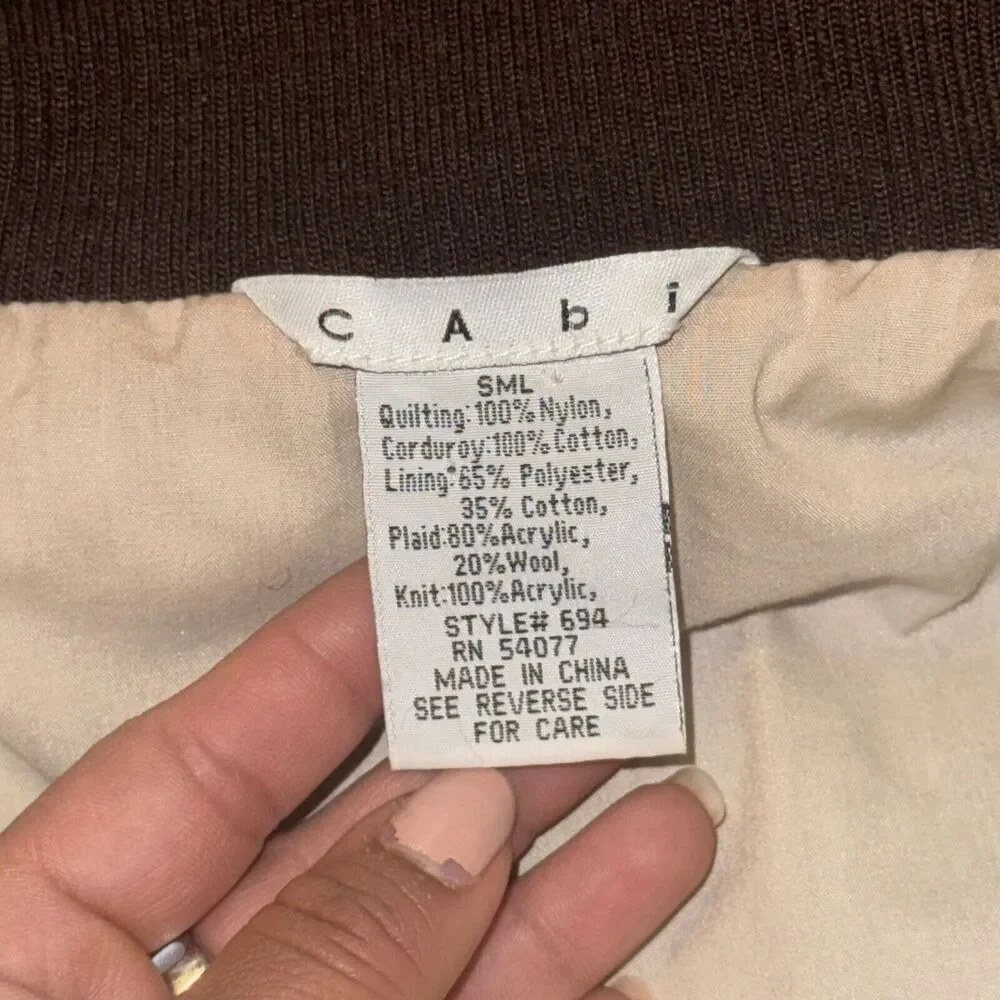 Cabi Puffer Vest Women's Small Brown Lined Quilted Pockets Vintage Boho‎ Cottage
